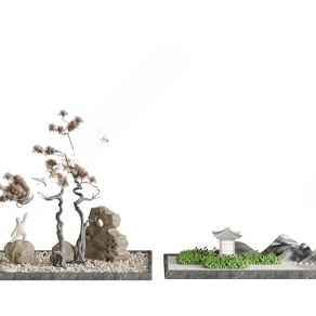新中式景观造景3D模型下载